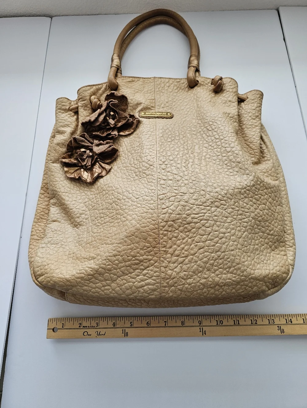 Cynthia Rowley Pebble Leather Floral Applique Hobo​ Bag